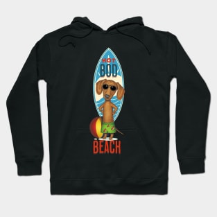 funny cute swimming doxie dog with  Hot Bod on beach dachshund dog Hoodie